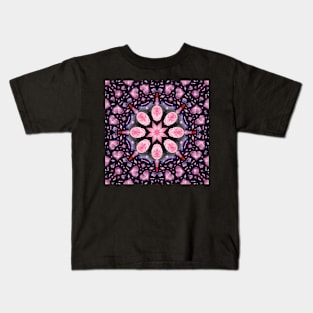 Crystal Hearts and Flowers Valentines Kaleidoscope pattern (Seamless) 36 Kids T-Shirt